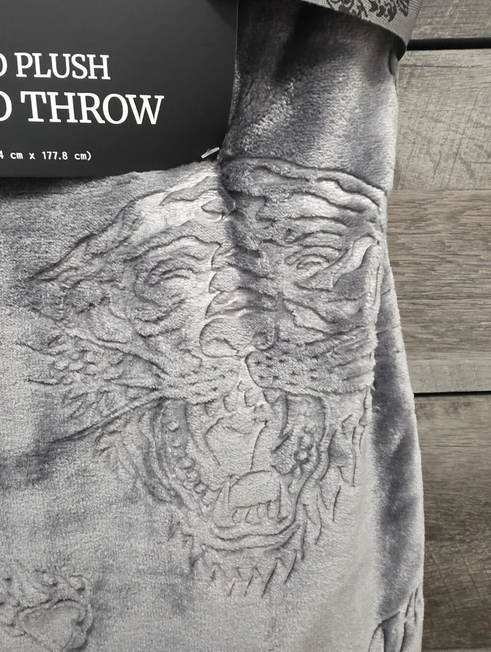 Ed Hardy Tiger Eagle Oversized Embossed Throw Blanket New